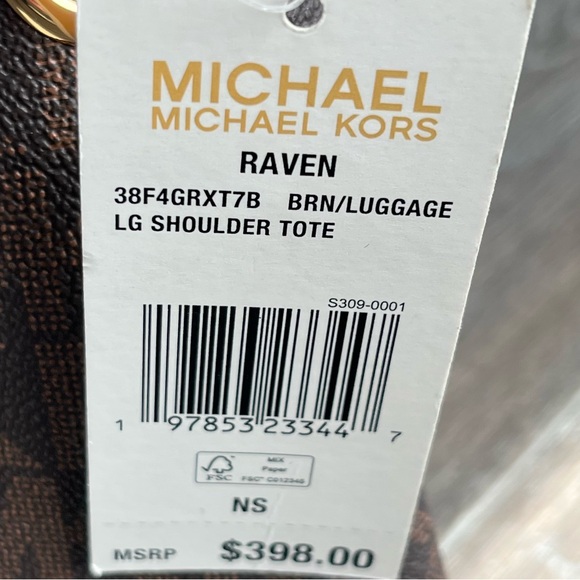Michael Kors Raven Dark Brown Monogram Large Shoulder Tote - Picture 6 of 6